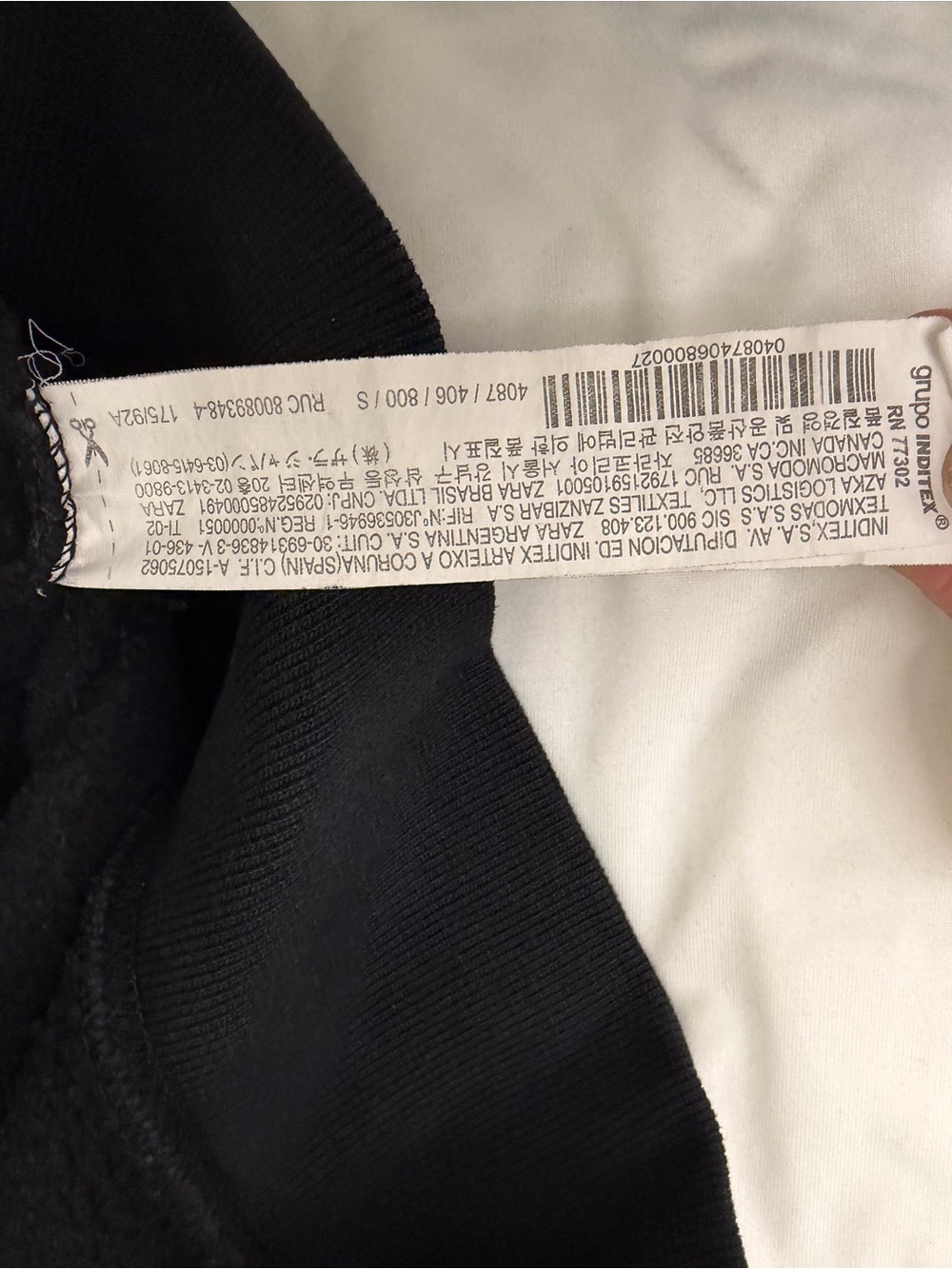 Zara Heavyweight Black Funnel Neck Hoodie Sweatshirt Size Small - Picture 7 of 7